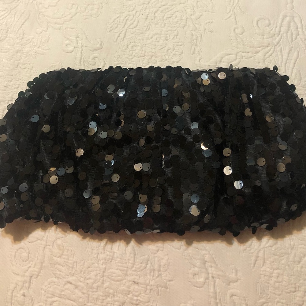 Joan Rivers Classics Large Black Sequin Clutch Bag - Picture 2 of 8